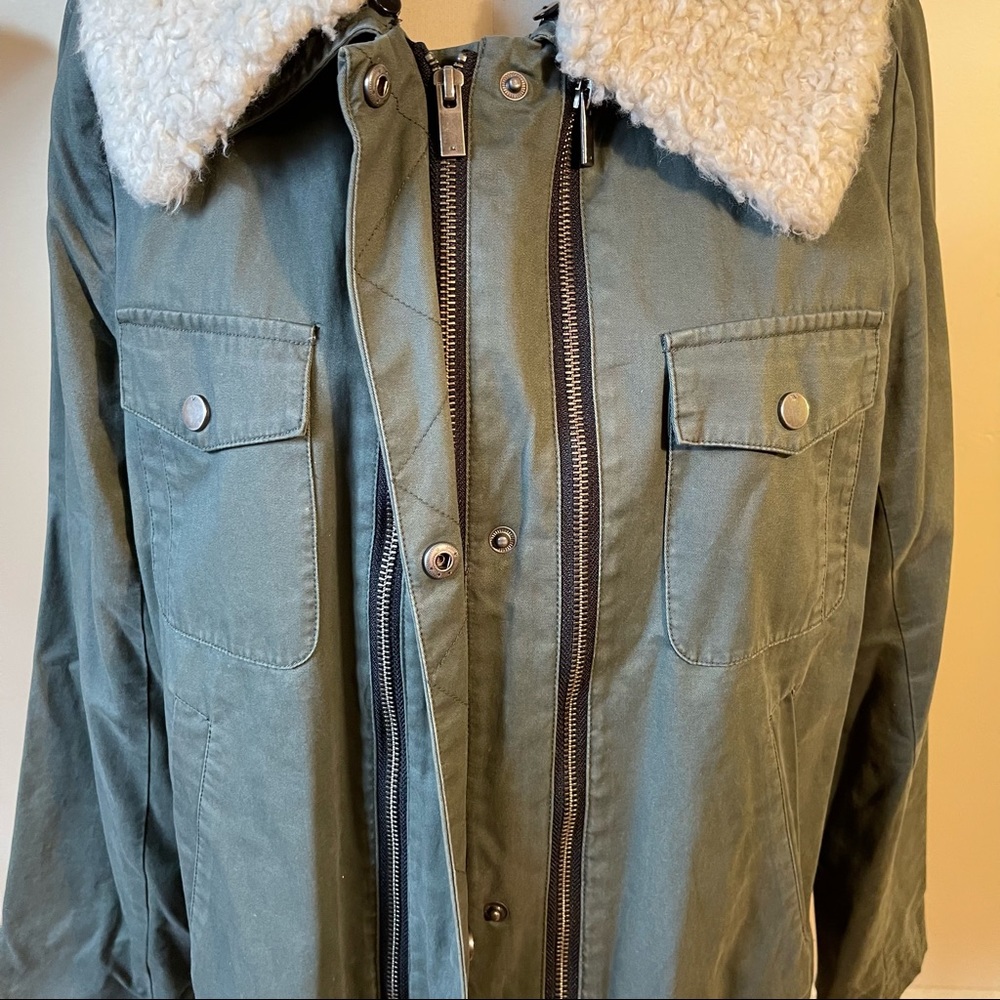 MARCS | Khaki Jacket with zip detail and removable collar | size 12 - Picture 6 of 11